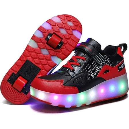 

YAZI Kids Shoes with Wheels LED Light Color Shoes Shiny Roller Skates Skate Shoes Simple Kids Gifts Boys Girls The Best Gift for Party Birthday Christmas Day