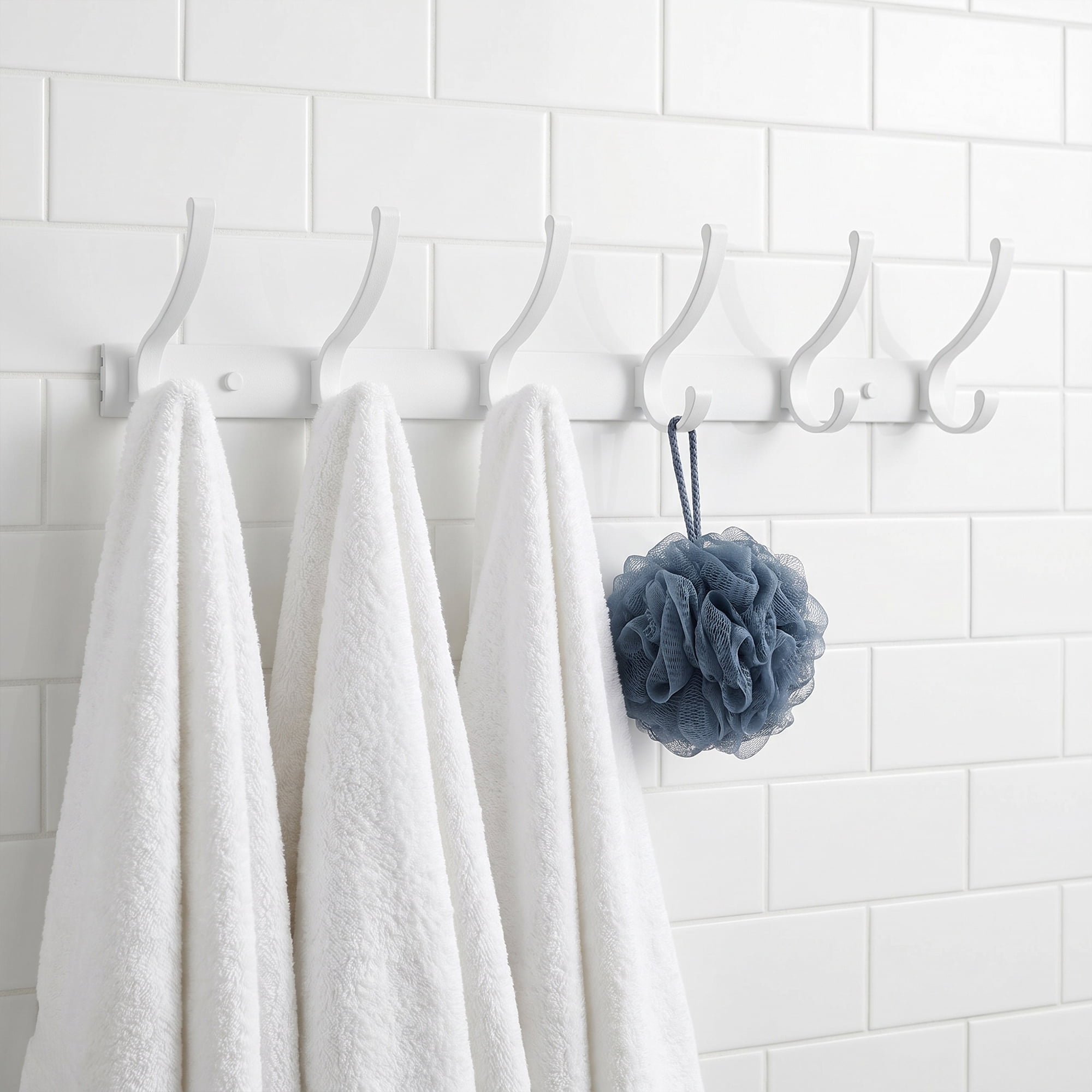 Unique Bargains Coat Rack Wall Mount,Hat Rack for Entryway and Bedroom White 6 Hooks