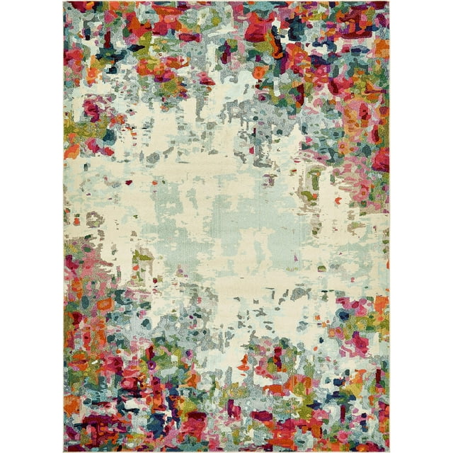 Unique Loom Chromatic Collection Modern Colorful & Vibrant Abstract Area Rug For Any Home Décor, 9' x 12', Multi/Beige