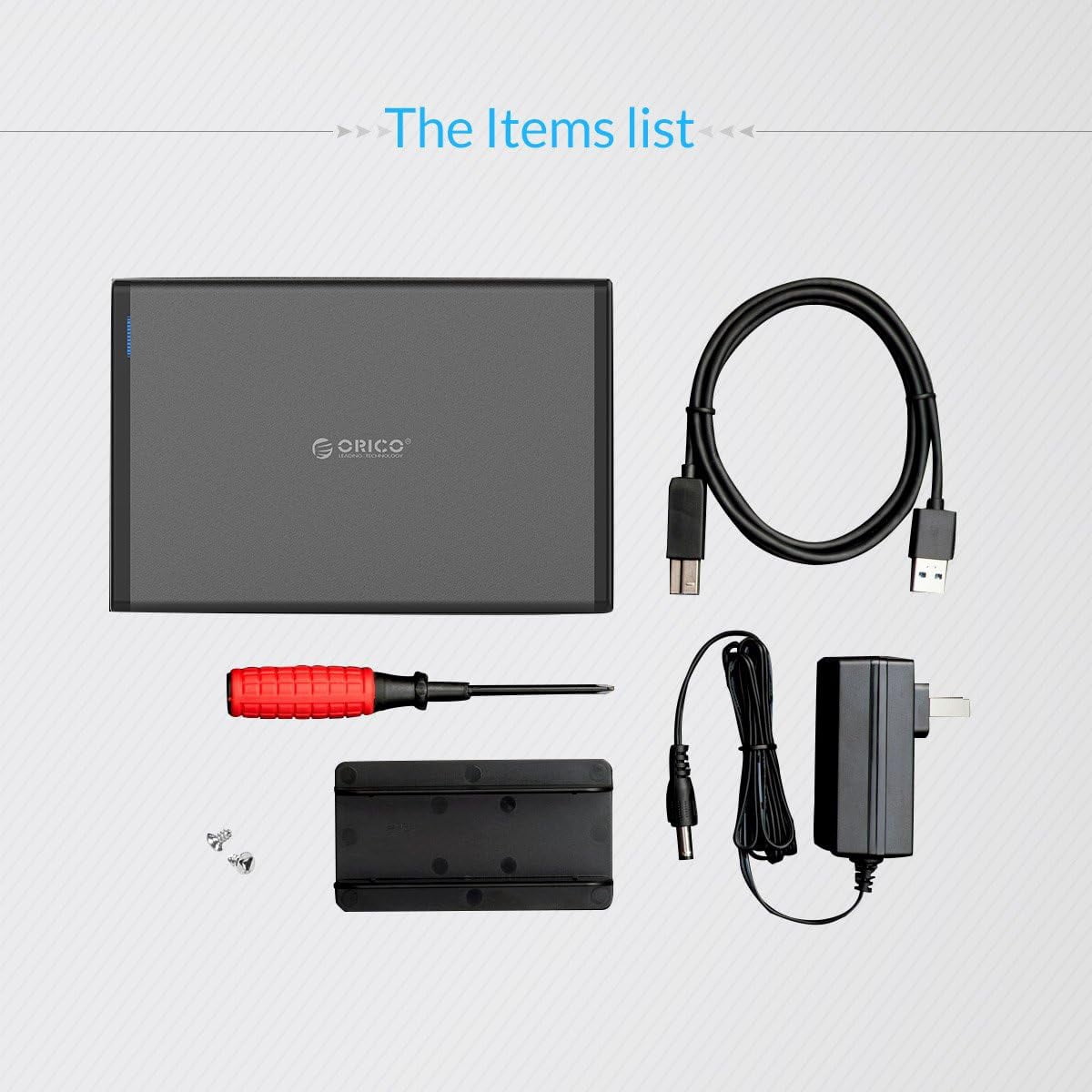 ORICO 3.5" Hard Drive Enclosure Aluminum 5Gbps USB C 3.1 to SATA HDD Enclosure 16 tb External Laptop Hard Drive Enclosure