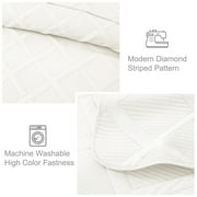 Exclusivo Mezcla Ultrasonic King Quilt Set, 3-Piece Lightweight Bedspreads Modern Striped Coverlet, White