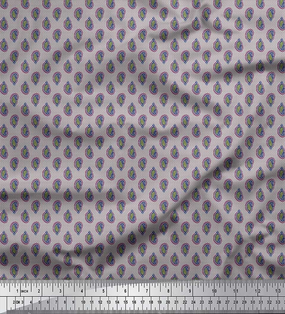 Soimoi Rayon Fabric Dot & Paisley Small Printed Craft Fabric by The Yard 56 Inch Wide