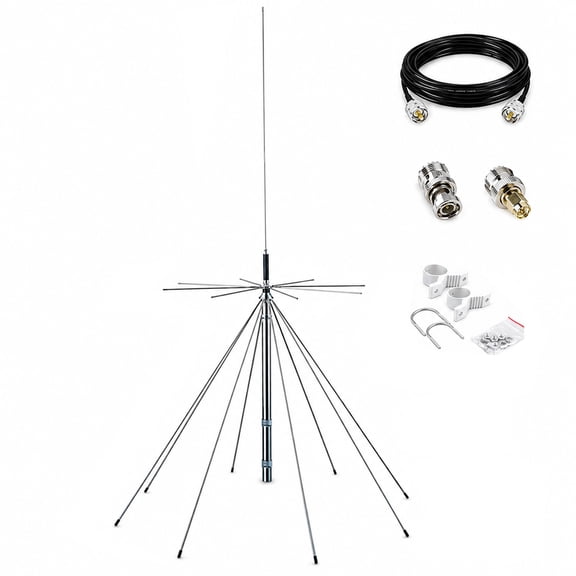 Wideband Discone Antenna Kit 25-3000MHz, Outdoor Scanner Antenna with 10m PL259 Cable, BNC and SMA Adapters