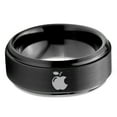 thumbnail image 2 of Tungsten Sweet Apple Bitten Band Ring 8mm Men Women Comfort Fit Black Step Bevel Edge Brushed Polished, 2 of 4