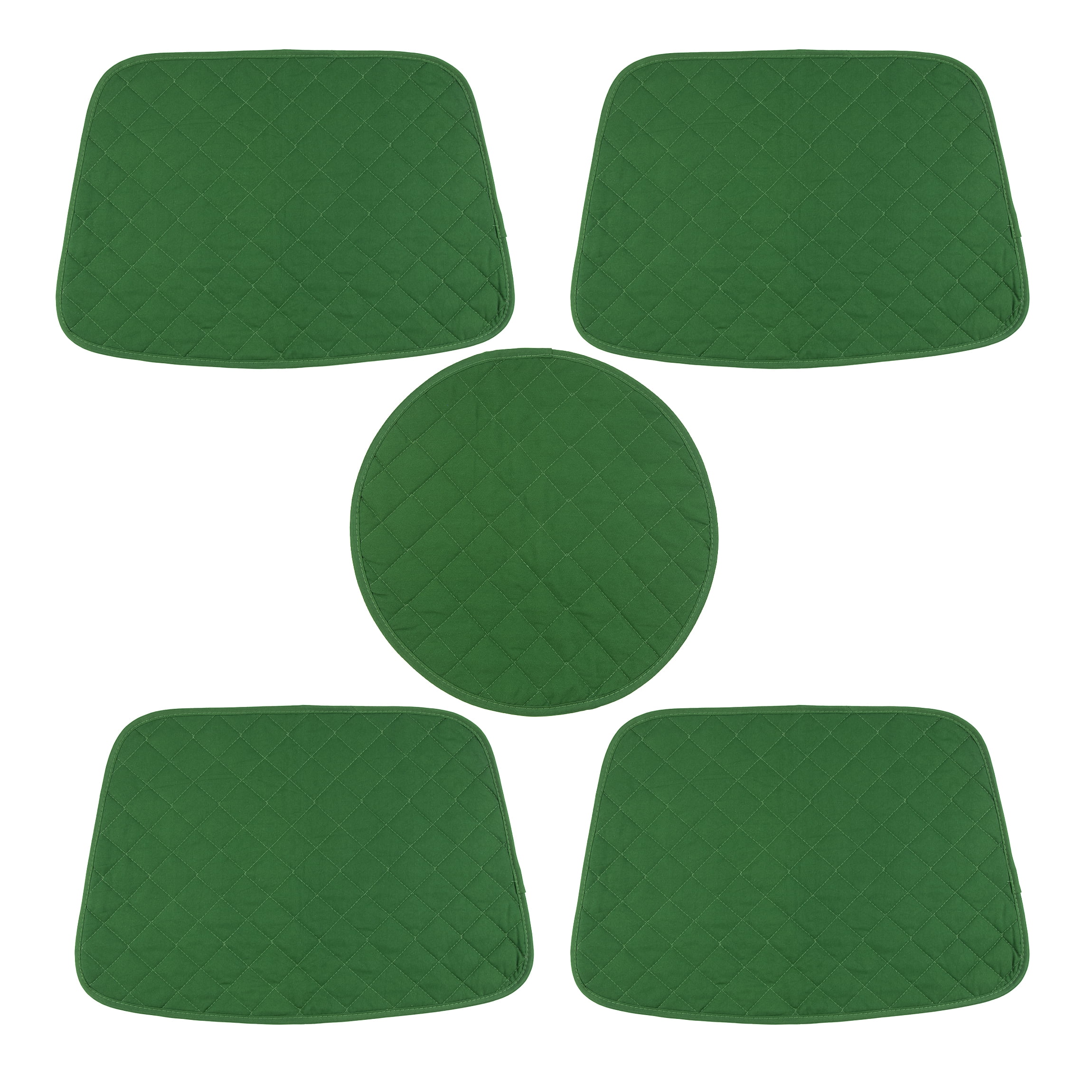 Quilted Hunter Green 5Piece Placemat Set