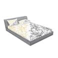 thumbnail image 2 of Ambesonne Floral Fitted Sheet & Pillow Sham Set, Abstract Fish Circles, Full, Yellow Black, 2 of 2