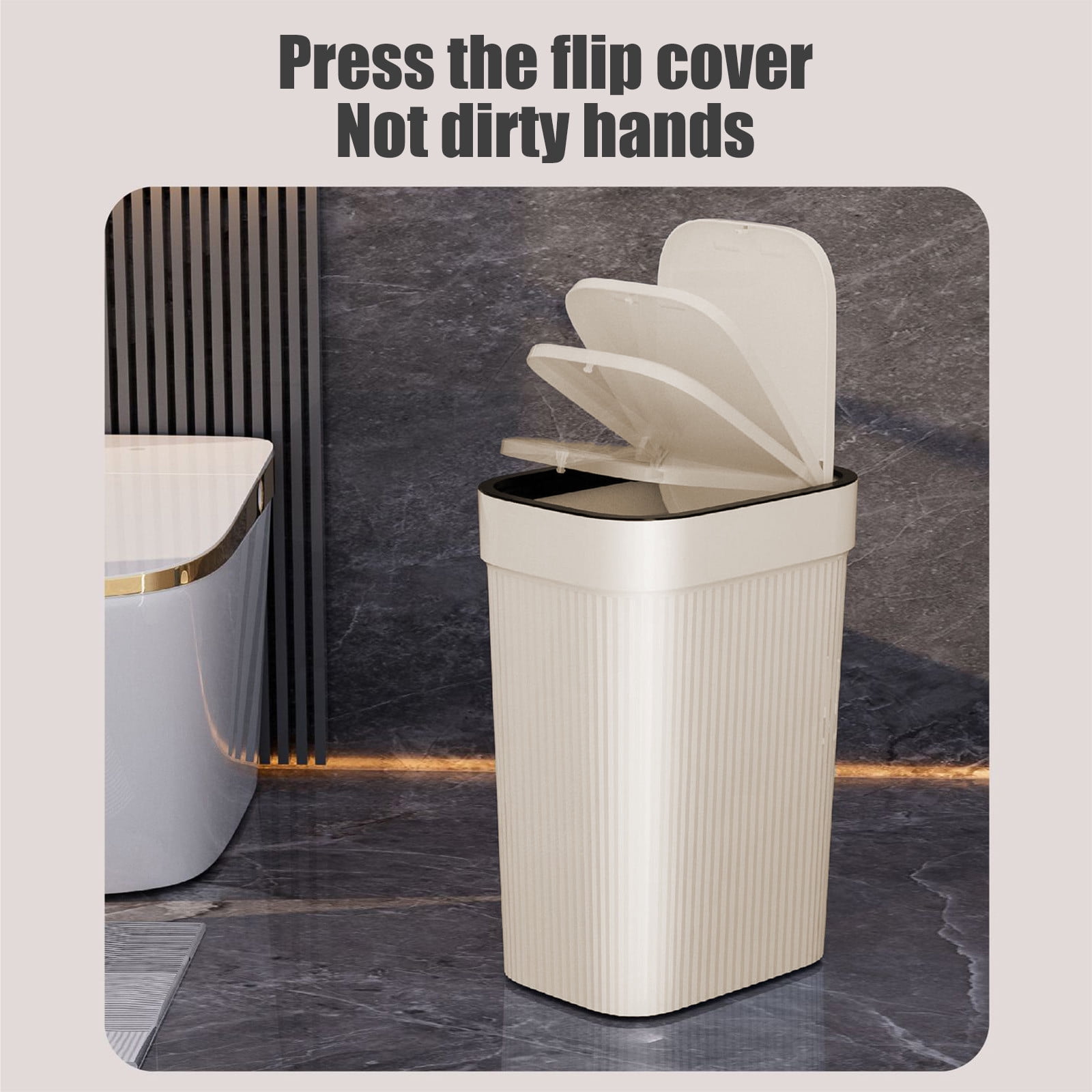 Touch Trash Can under $5! Cagogo Press Top Trash Can with Flip Lid, Kitchen Bathroom Garbage Bin, Space Saving Waste Basket, Touch Top Trash Can, Modern Household Waste Container