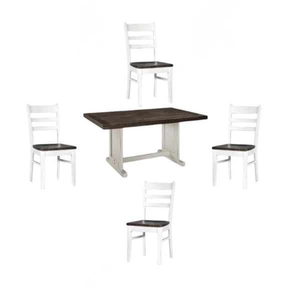 Home Square 5-Piece Set with 4 Ladderback Chairs & 1 Wood Table