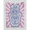 thumbnail image 1 of Hamsa Tapestry, Hand Drawn Style Turkish Paisley Bohemian Motifs on Grunge Stripes, Wall Hanging for Bedroom Living Room Dorm Decor, 60W X 80L Inches, Violet Blue and Purple Grey, by Ambesonne, 1 of 2