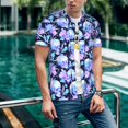 thumbnail image 6 of Hirioo flower Skull star for Men's Baseball T-shirt Shirts Short Sleeve Casual Summer Button Stretch T Shirts,Size S-4XL-Large, 6 of 7