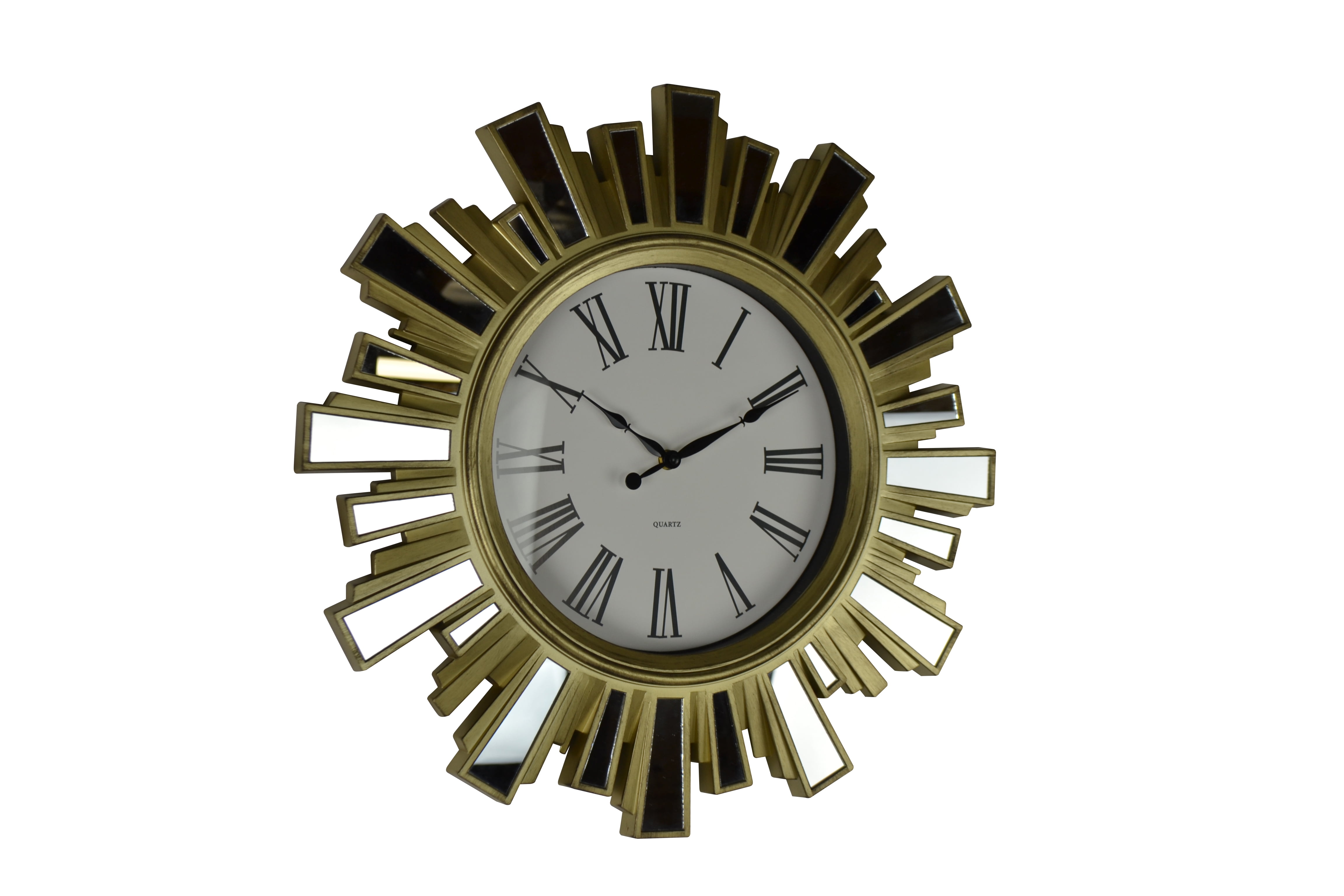 Gold and Mirror Starburst Wall Clock with Quartz Movement