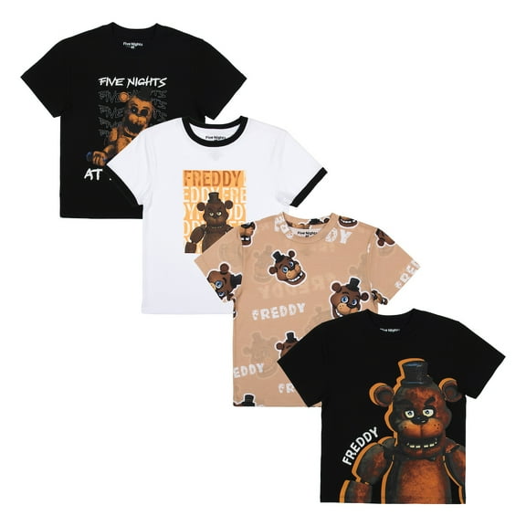 Five Nights At Freddy's Freddy Fazbear 4-Pack Boy's Crew Neck Short Sleeve T-shirt Combo Set Medium