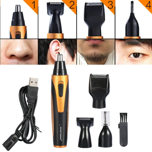 Recortadora de Vello Facial para Hombres, afeitadora de Cejas de Oreja de Barba Recargable de Pelo de Nariz 4 en 1 para EOTVIA No