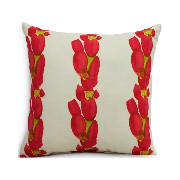 Simply Daisy, 16" x 16" Sunset Tulip Red Floral DecorativeOutdoor Pillow