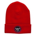 thumbnail image 5 of Happy Labor Day Embroidered 12 Inch Long Knitted Beanie - Red OSFM, 5 of 5