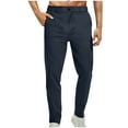 thumbnail image 2 of DDAPJ pyju Mens Dress Pants Slim Straight Fit Chino Pants Basic Solid Business Casual Pants Elastic Waist Comfy Trousers with Pockets Navy XXL, 2 of 6