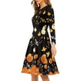 thumbnail image 2 of FKELYI Thanksgiving Pumpkin Women Dress Size XL Soft Fall Maple Leaf Crew Neck Swing Dress Elastic Women Dresses Casual Knee Length, 2 of 4