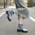 thumbnail image 5 of Tao Tao Women's Denim Leather Splice Chunky Heel Ankle Boots With Side Zipper Platform Block High Heel Lace Up Boots Lined Comfy Y2K Punk Motorcycle Short Booties Blue 43, 5 of 9