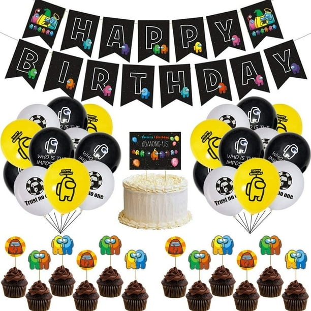 Game Among Us Crewman Birthday Party Supplies Set For Kids Teens With Happy Birthday Banner Garland Cake Topper Cupcake Toppers Balloons For Party Decorations Walmart Com Walmart Com