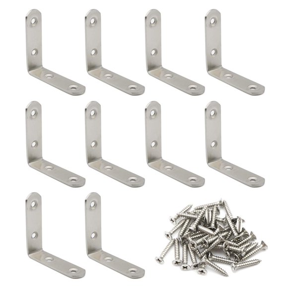 Pxyelec Support en L en Acier Inoxydable, Attache d'Angle Droit pour Bois, 65mm x 65mm x 20mm, Lot de 10