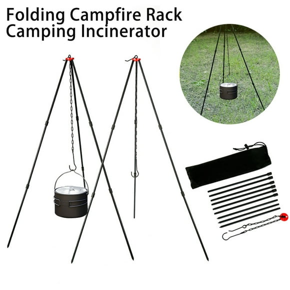 1 Set Campfire Stand Heat Resistant Adjustable Collapsible Aluminum Alloy Campfire Cooking Dutch Oven Tripod Outdoor Supplies