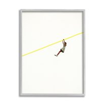 Stupell Industries Modern Zipline Person Minimal Yellow Line Design Framed Wall Art, 24 x 30, Design by Cassia Beck