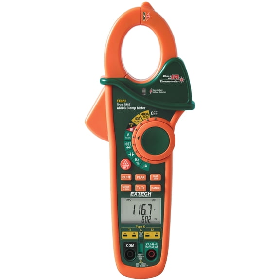 Extech EX623 400A Dual Input AC/DC Clamp Meter   NCV   IR Thermometer