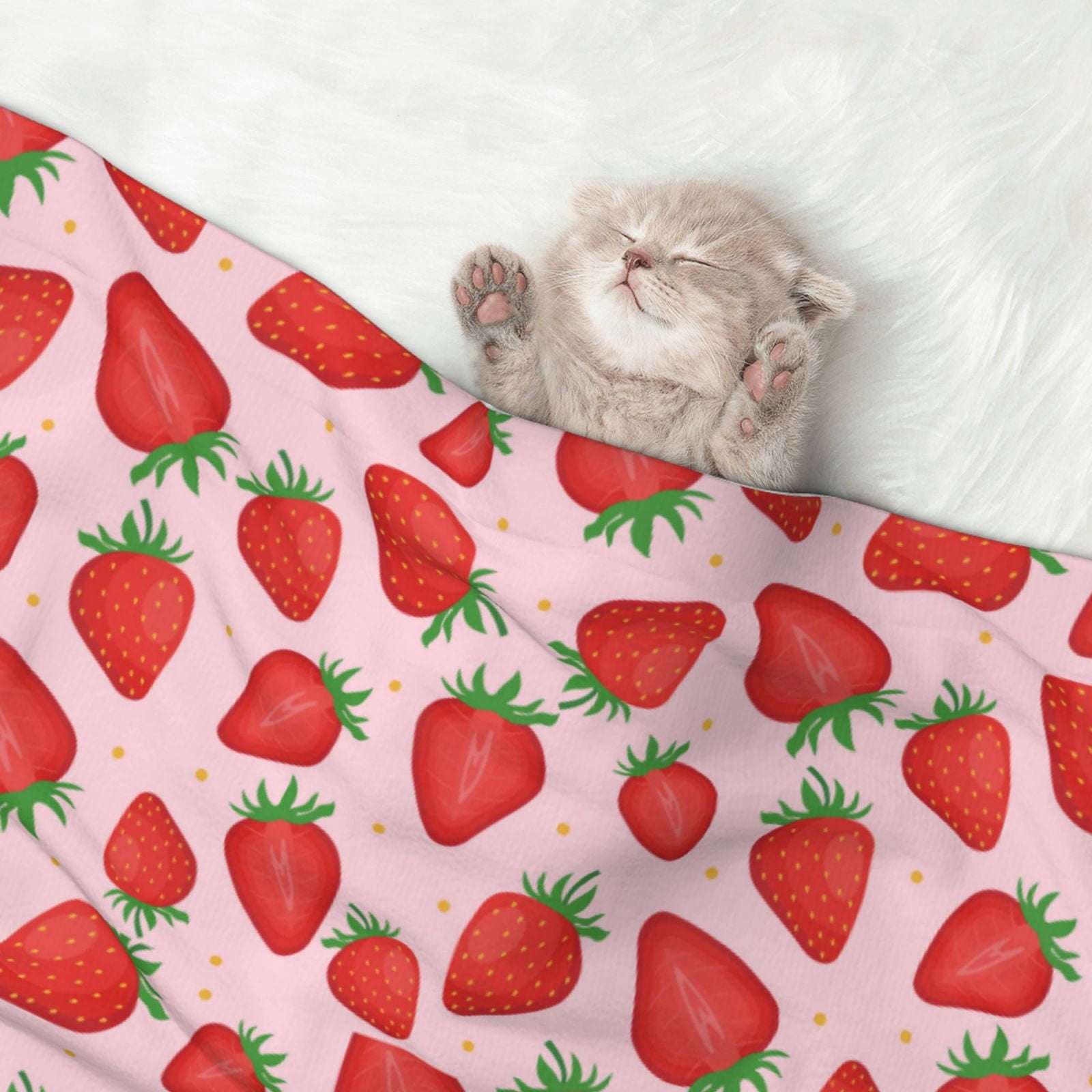 Naloa Strawberries Dog Blanket, 3 Sizes Cat Blanket for Indoor Cats Large Medium Small Dog Gifts-Large