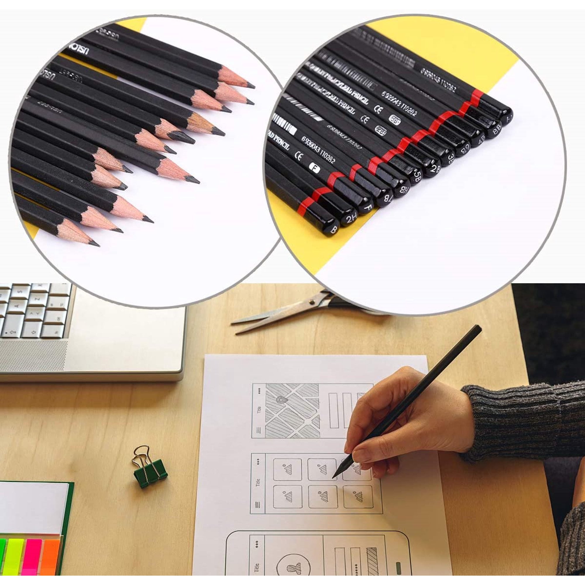 Brusarth bursarth- sketch pencils for drawing, 12 pack, drawing pencils,  art pencils, graphite pencils, graphite pencils