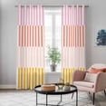 thumbnail image 5 of Colorful Stripe Kitchen Curtains 84 Inch Length, Modern Pink Red Yellow Vertical Striped Grommet Top Bedroom Living Room Curtains, Light Filtering Cafe Curtain Drapes 2 Panels Set 84''x84'', 5 of 9