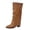 Brown, variant on Boots for Women Cameland Women's Versatile Plus-Size Solid Color Pleated Comfortable Low-Heeled Mid-Calf Boots Navy