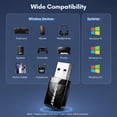 thumbnail image 4 of Atzeste AC1300 USB WiFi Adapter, 2.4G/5G Dual Band Wireless Network Adapter for PC Desktop, MU-MIMO WiFi Dongle, USB 3.0, Supports Windows 11, 10, 8.1, 8, 7, XP/Mac OS X 10.9-10.15, 4 of 6