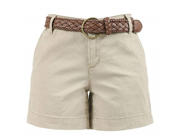 Casual Shorts with Vintage Belt, Khaki 