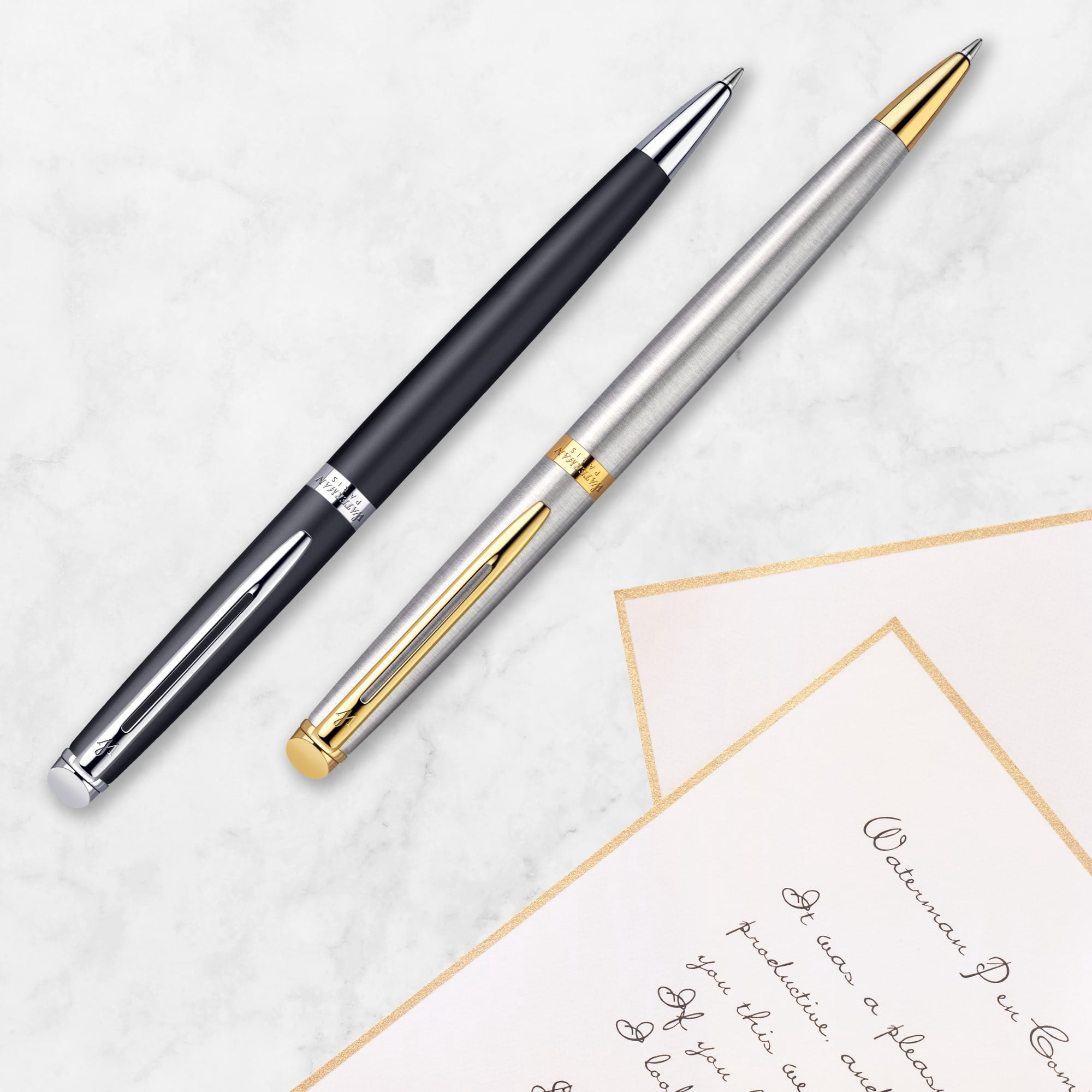 Waterman Hemisphere Ballpoint Pen | Gloss Black with 23k Gold Trim | Medium Point | Blue Ink | Gift Box