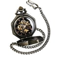 thumbnail image 6 of ShoppeWatch Men’s Pocket Watch with Chain | Hand Winding Mechanical Pocket Watch | Steampunk Octagon Pocketwatch PW-221, 6 of 6