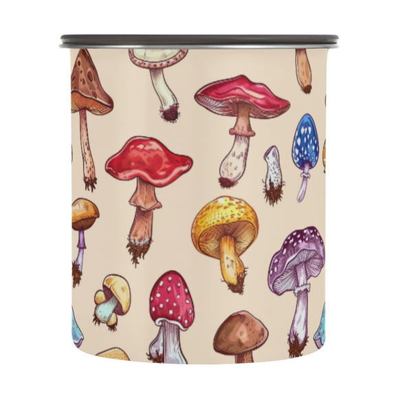 Mushroom Rainbow Color Airtight Coffee Bean Canister 30oz Food Storage Containers with Lids For Gournd, Tea, Sugar, Flour, Rice, Cereal, Candy Cookie Jar