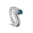 thumbnail image 2 of 3/4ct Blue & White Diamond Engagement Wedding Ring Set 14K White Gold, 2 of 4