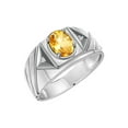thumbnail image 3 of RYLOS Men's Rings Sterling Silver Rings Classic Designer Style 8X6MM Oval Gemstone & Diamond Ring Citrine Birthstone Rings For Men Size 13, 3 of 7