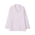 thumbnail image 5 of Sakmal Long Sleeve Womens Pajamas Sets Plus Size Purple Button Down Solid Cotton Loose Fit Night Shirts for Women Sleepwear, 5 of 9