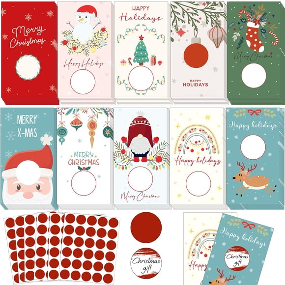 Tarjetas Raspables de Navidad Tenceur 200 Piezas con Pegatinas