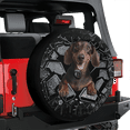 thumbnail image 3 of Lotusprinthandmade Dachshund Crack Spare Tire Cover With Backup Camera Hole 6 Sizes, 3 of 8