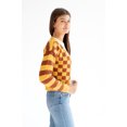 thumbnail image 3 of Mixed Pattern Cardigan - Cozy Knit Yellow and Brown Sweater, 3 of 4