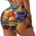 thumbnail image 2 of Kdxio Vibrant Picnic Food Spread Print Workout Shorts for Women Seamless Soft Smooth Gym Yoga Scrunch Active Shorts, 2 of 5
