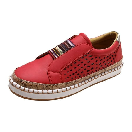Sexlip men s Shoes Slip on Sneakers Breathable Comfortable Cork Platform Walking Shoes Plus Size Casual Trendy Colorblock Shoes Red 35