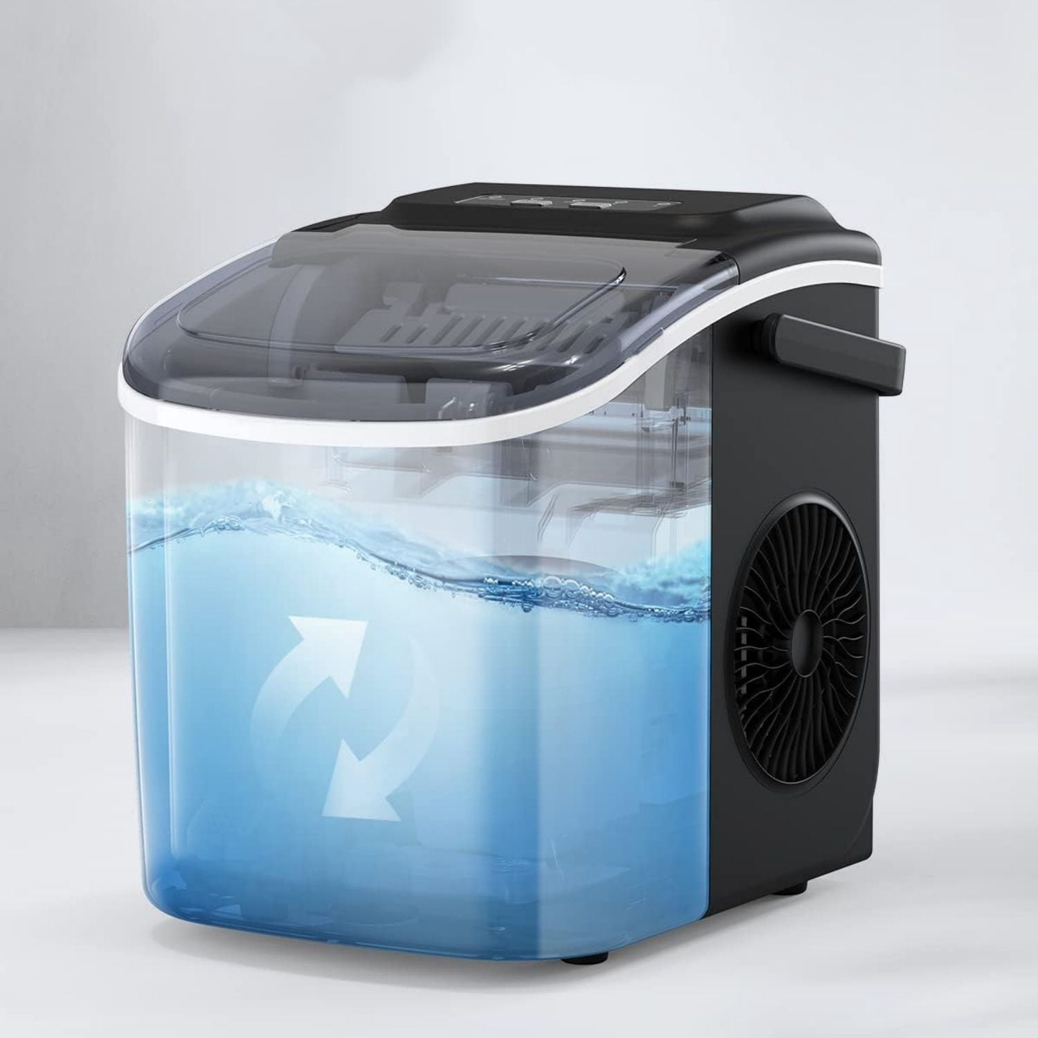 Ice Maker Countertop, Portable Ice Machine Ready in 6 Minutes with 9 Cubes 26LBS in 24H, Self-Cleaning with Ice Scoop and Basket, Two Sizes of Bullet Ice for Home Kitchen Office, Bar and Parties
