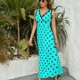 thumbnail image 3 of Turquoise black polka dot Sleeveless Dress luxury evening dresses for women Evening gown, 3 of 6