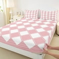 thumbnail image 3 of Castle Fairy Teens Geometric Plaid 4pcs Bed Sheets,Minimalist Grid King Sheets,Vintage Aesthetic Super Cozy Sheet Set,Ultra Soft Home Decor, 3 of 7