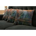 thumbnail image 2 of Ambesonne Fall Throw Pillow Cover 4 Pack, Forest River Autumn, 16", Brown and Red, 2 of 6