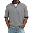 thumbnail image 1 of Camiseta Casual de Manga Corta con Cuello Tripulado 100% de Poliéster Lavable a la Máquina de Manga Larga Camisetas de Trabajo Al Aire Libre de Color Sólido para Hombres, 1 of 7