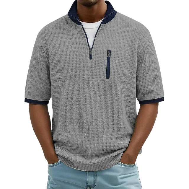 Camiseta Casual de Manga Corta con Cuello Tripulado 100% de Poliéster Lavable a la Máquina de Manga Larga Camisetas de Trabajo Al Aire Libre de Color Sólido para Hombres